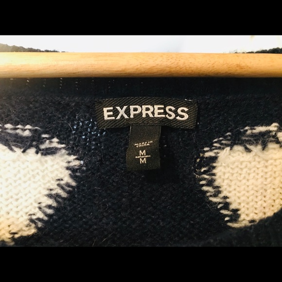 Navy Express Sweater with White Hearts - Picture 2 of 7